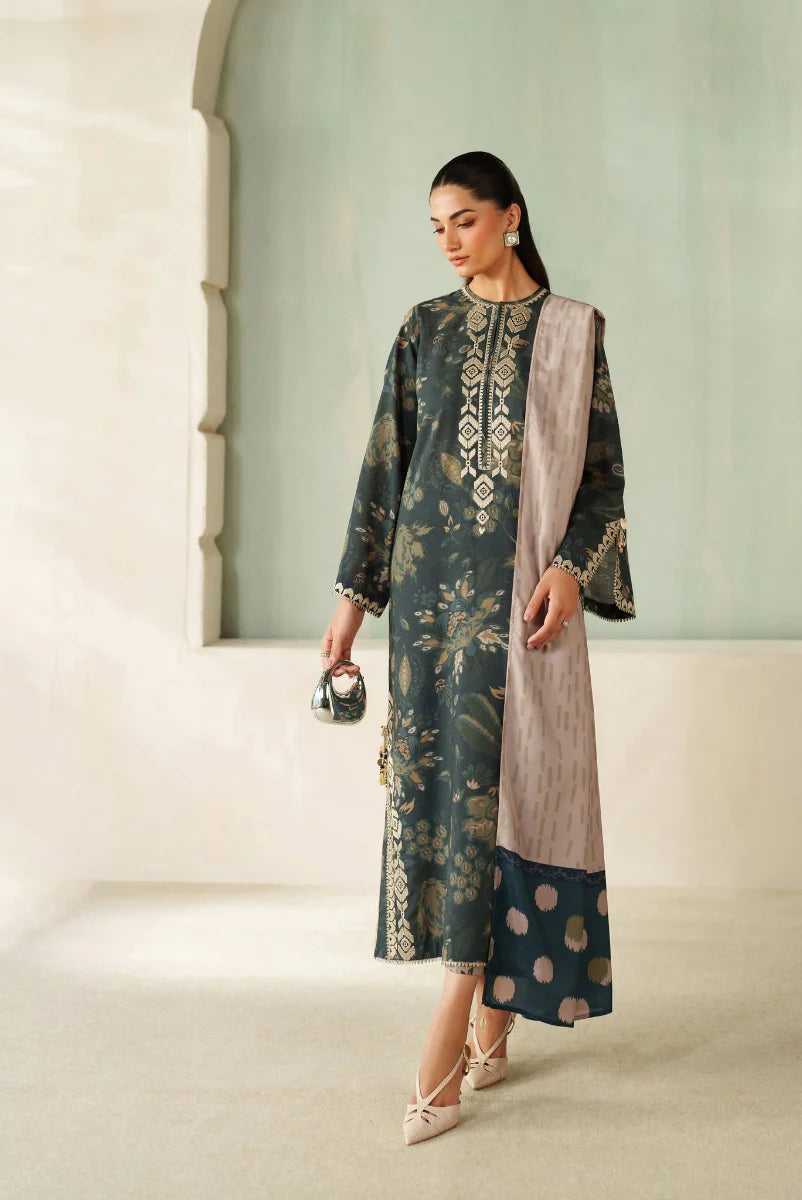 Baroque Printed Embroidered Lawn 3PC Unstitched Memon Clothes